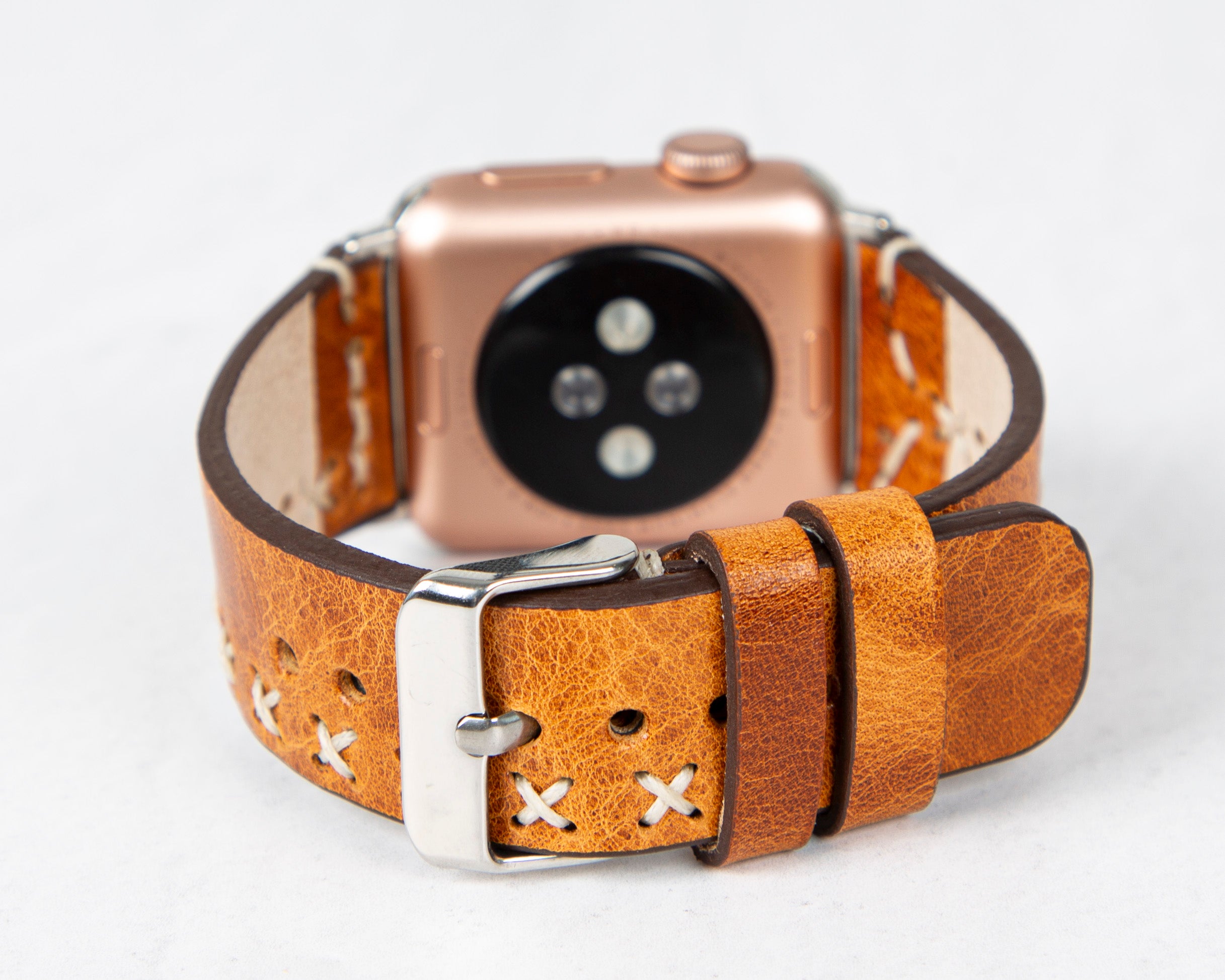 Antic Tan Classic Premium Genuine Leather Rivet Apple Watch Bands - Elegant Apple Watch Strap-42-RE-V18-BLRI-MADUEM-Barchello.us