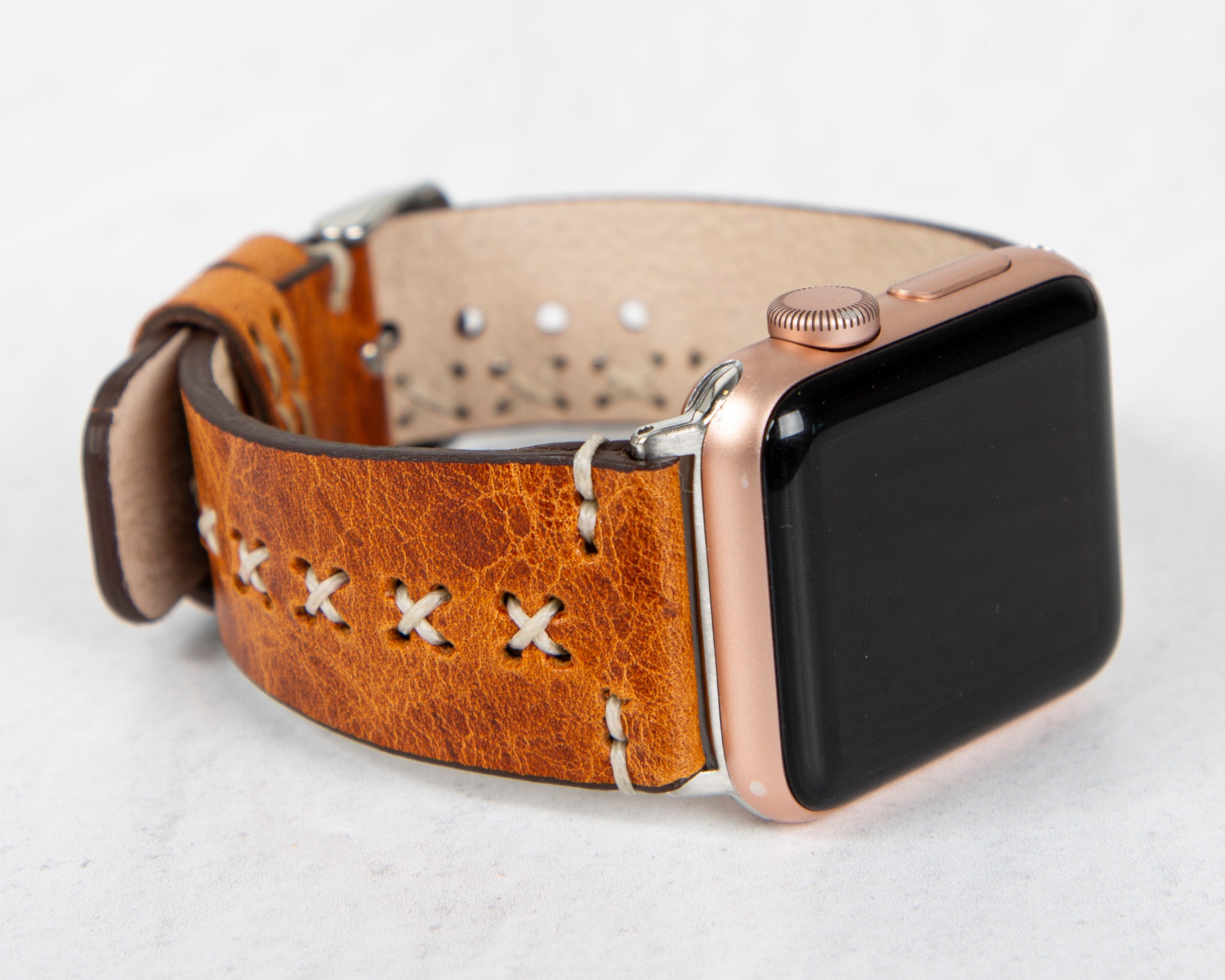 Antic Tan Classic Premium Genuine Leather Rivet Apple Watch Bands - Elegant Apple Watch Strap-42-RE-V18-BLRI-MADUEM-Barchello.us