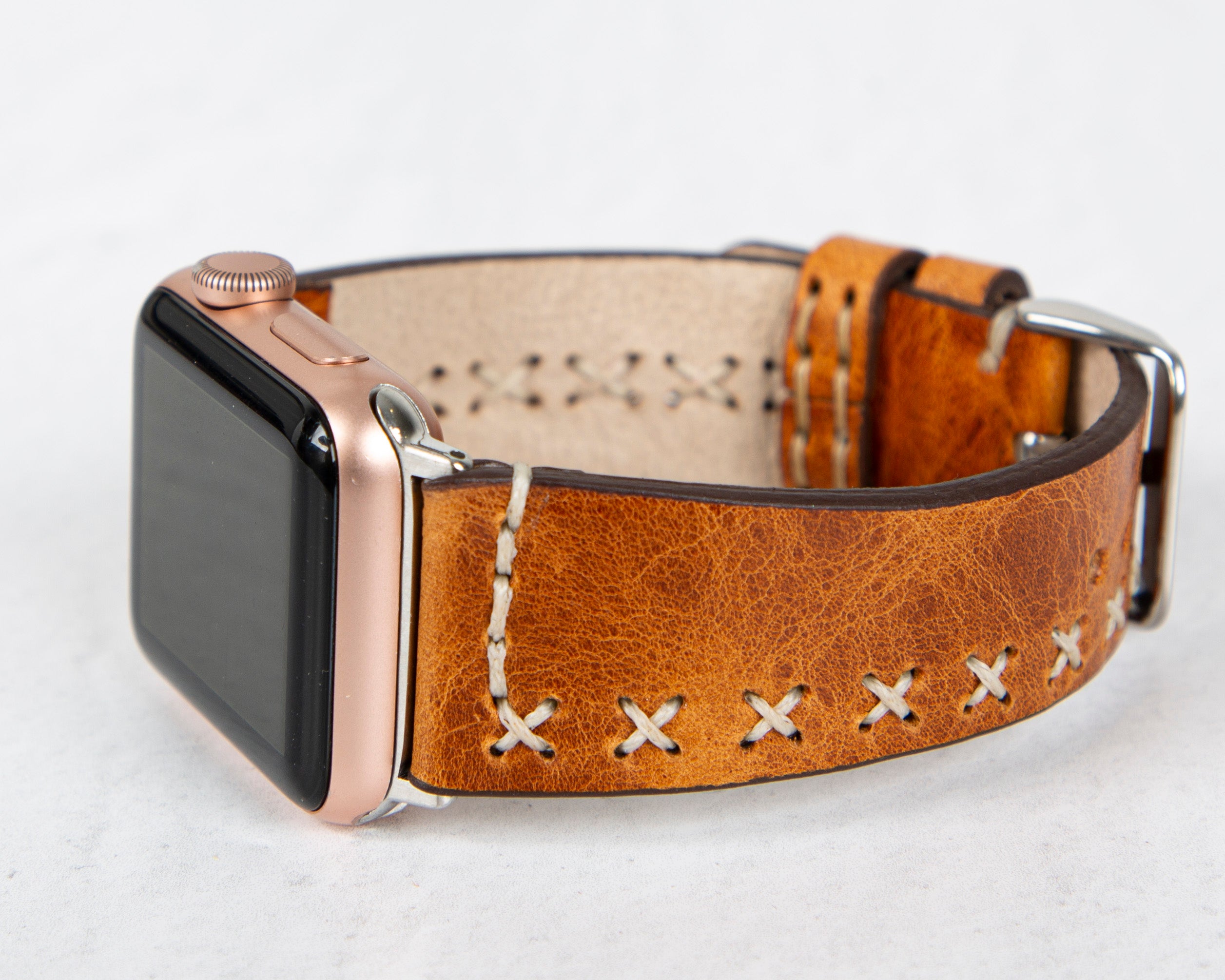 Antic Tan Classic Premium Genuine Leather Rivet Apple Watch Bands - Elegant Apple Watch Strap-42-RE-V18-BLRI-MADUEM-Barchello.us