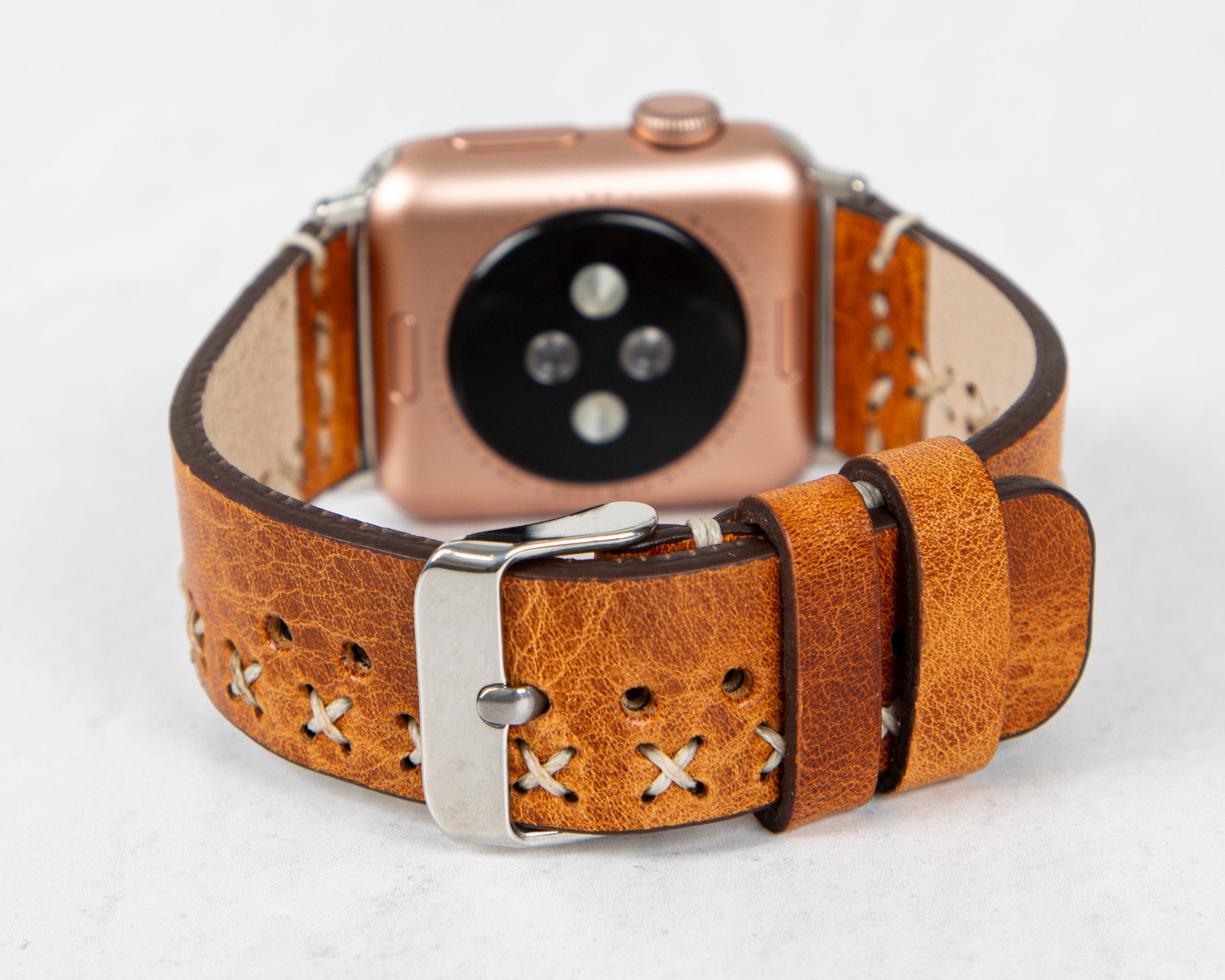 Antic Tan Classic Premium Genuine Leather Rivet Apple Watch Bands - Elegant Apple Watch Strap-42-RE-V18-BLRI-MADUEM-Barchello.us