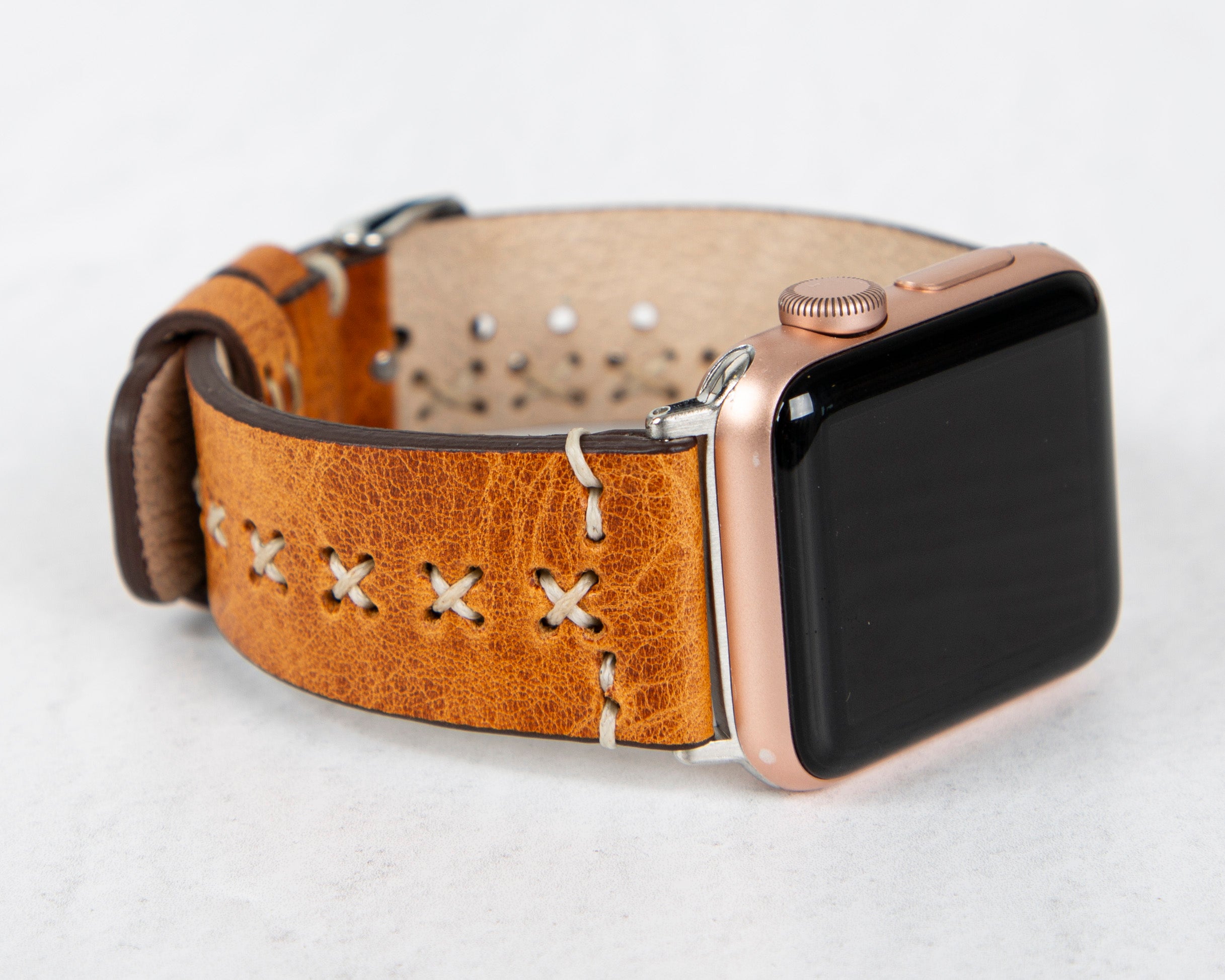 Antic Tan Classic Premium Genuine Leather Rivet Apple Watch Bands - Elegant Apple Watch Strap-42-RE-V18-BLRI-MADUEM-Barchello.us