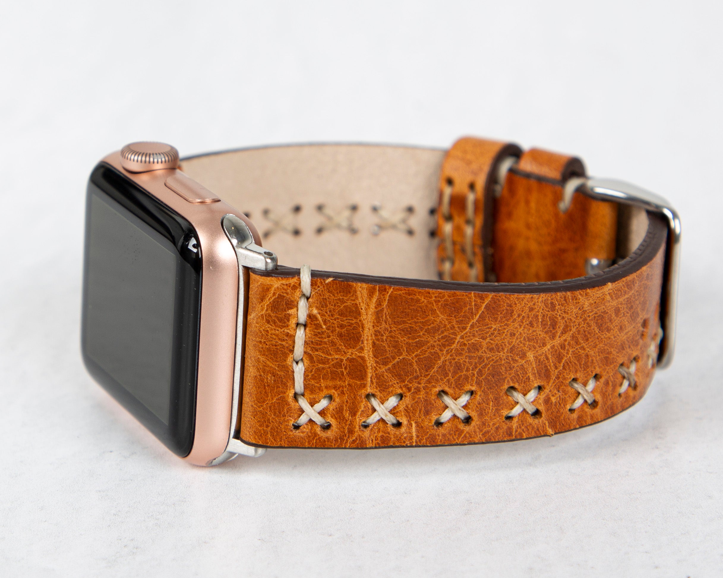 Antic Tan Classic Premium Genuine Leather Rivet Apple Watch Bands - Elegant Apple Watch Strap-42-RE-V18-BLRI-MADUEM-Barchello.us