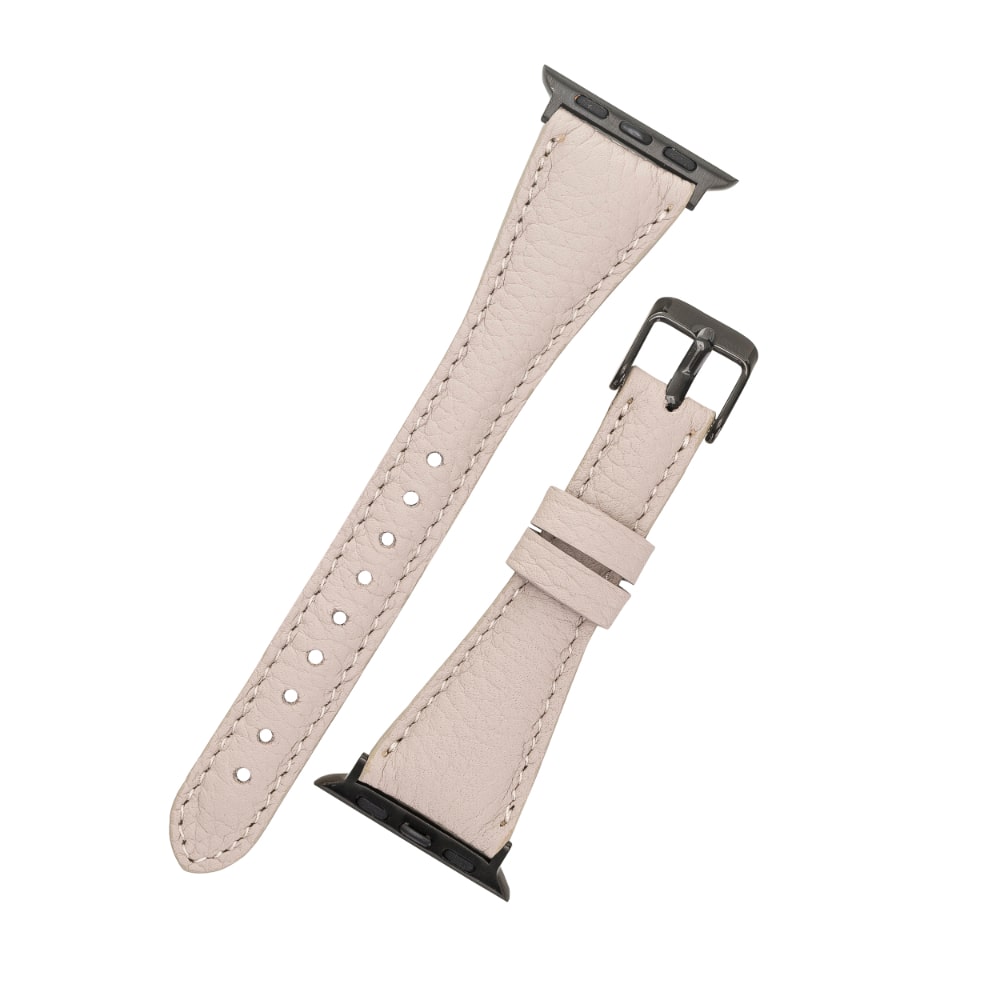 Luxury Beige Slim Leather Apple Watch Band for All Series & Sizes - MADUEM - 5