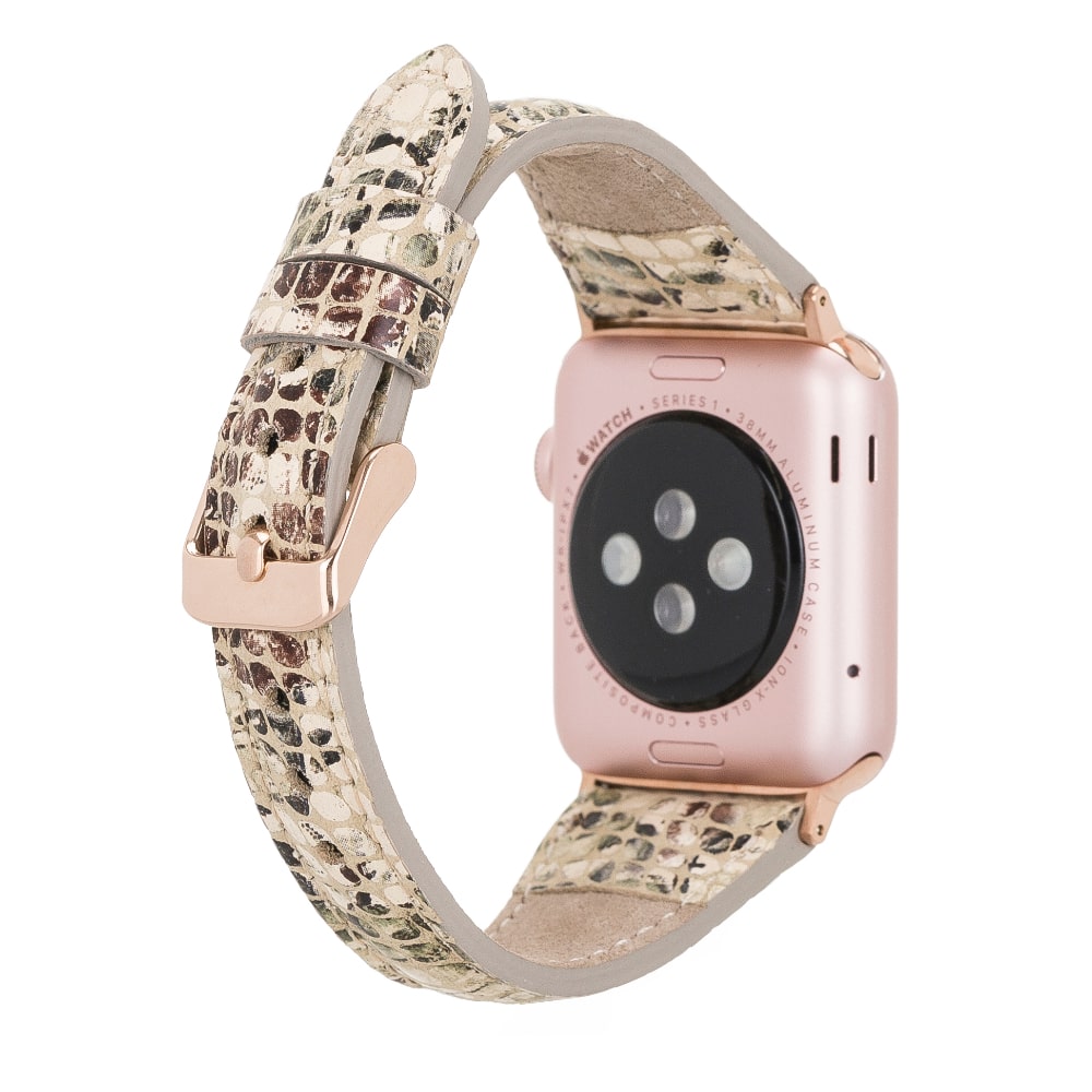 Luxury Beige Snake Skin Leather Apple Watch Band for All Series & Sizes - MADUEM - 3