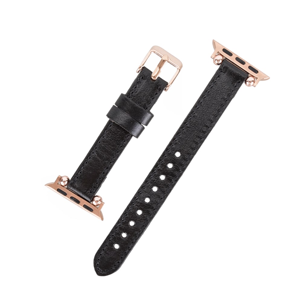 Luxury Black Skinny Leather Apple Watch Band for All Series & Sizes - MADUEM - 1