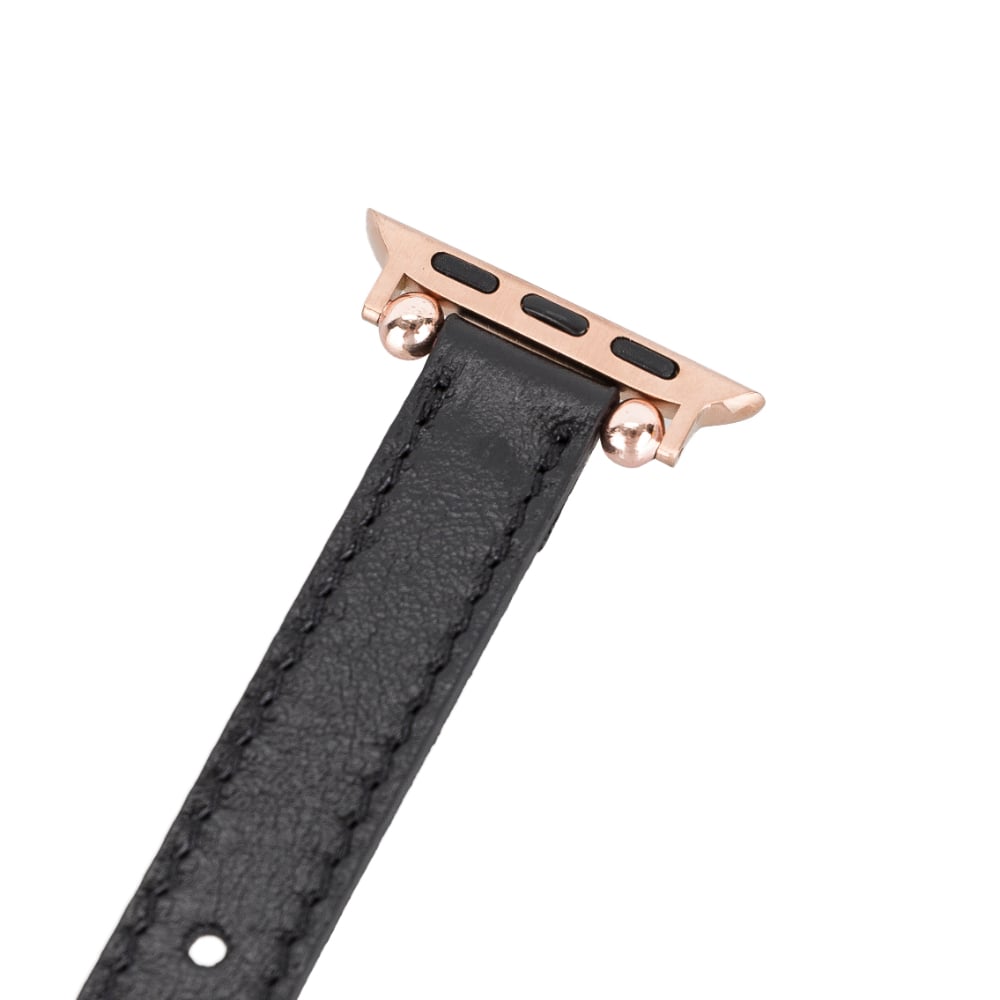 Luxury Black Skinny Leather Apple Watch Band for All Series & Sizes - MADUEM - 2