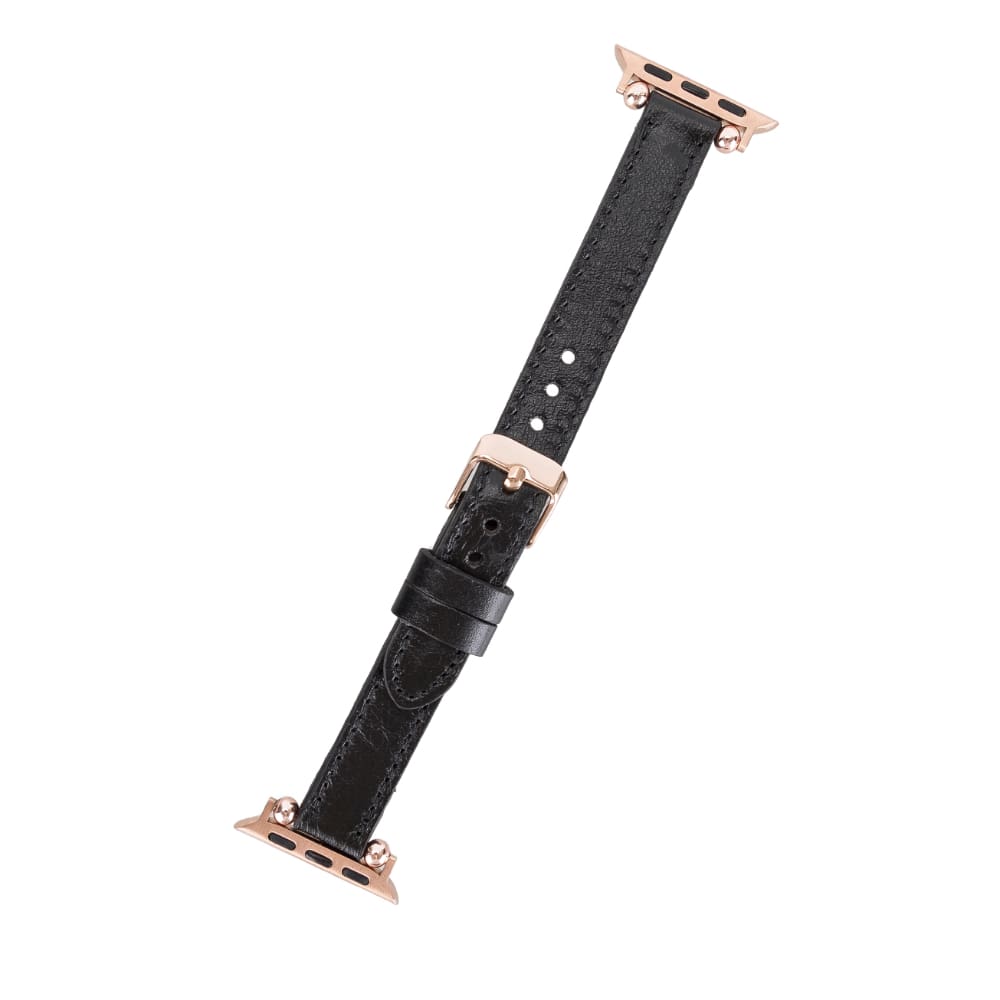 Luxury Black Skinny Leather Apple Watch Band for All Series & Sizes - MADUEM - 5