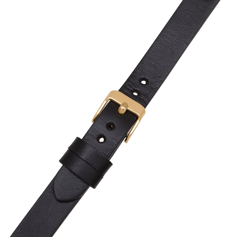 Luxury Black Skinny Leather Apple Watch Band for All Series & Sizes with Gold Trok- MADUEM - 5