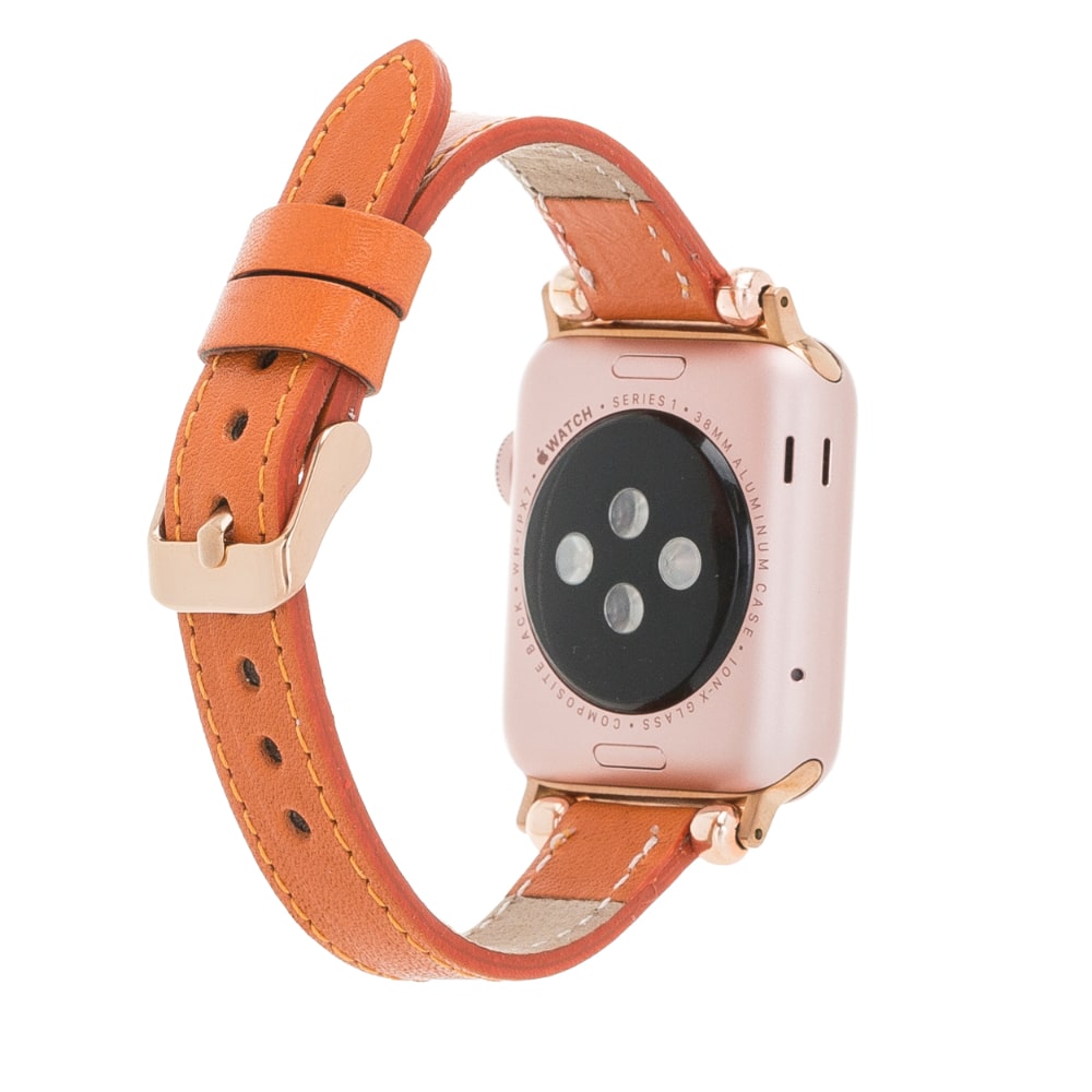 Luxury Orange Skinny Leather Apple Watch Band for All Series & Sizes - MADUEM - 2