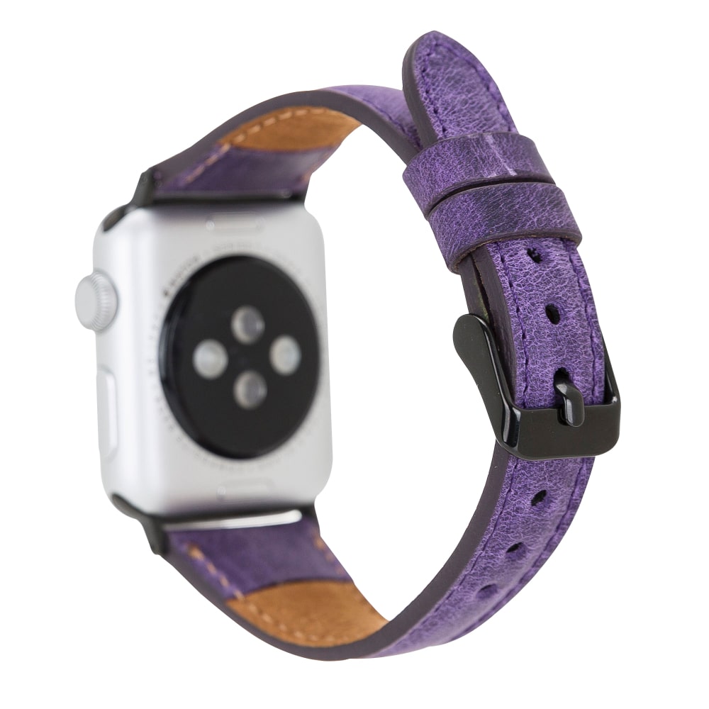 Luxury Purple Leather Apple Watch Band for All Series & Sizes - MADUEM - 2