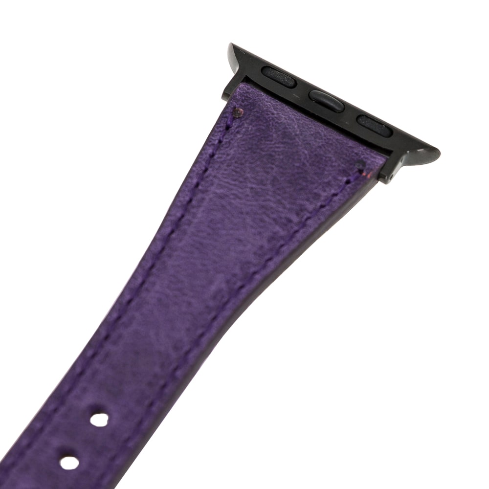 Luxury Purple Leather Apple Watch Band for All Series & Sizes - MADUEM - 4