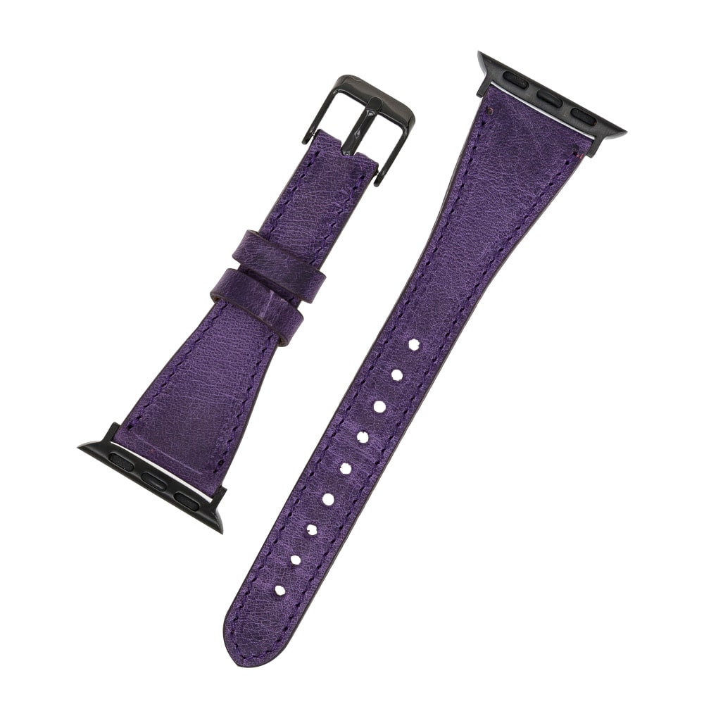 Luxury Purple Leather Apple Watch Band for All Series & Sizes - MADUEM - 5