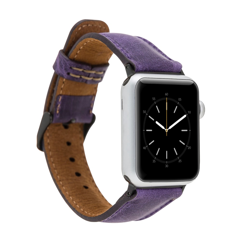 Luxury Purple Classic Leather Apple Watch Band for All Series & Sizes - MADUEM - 1