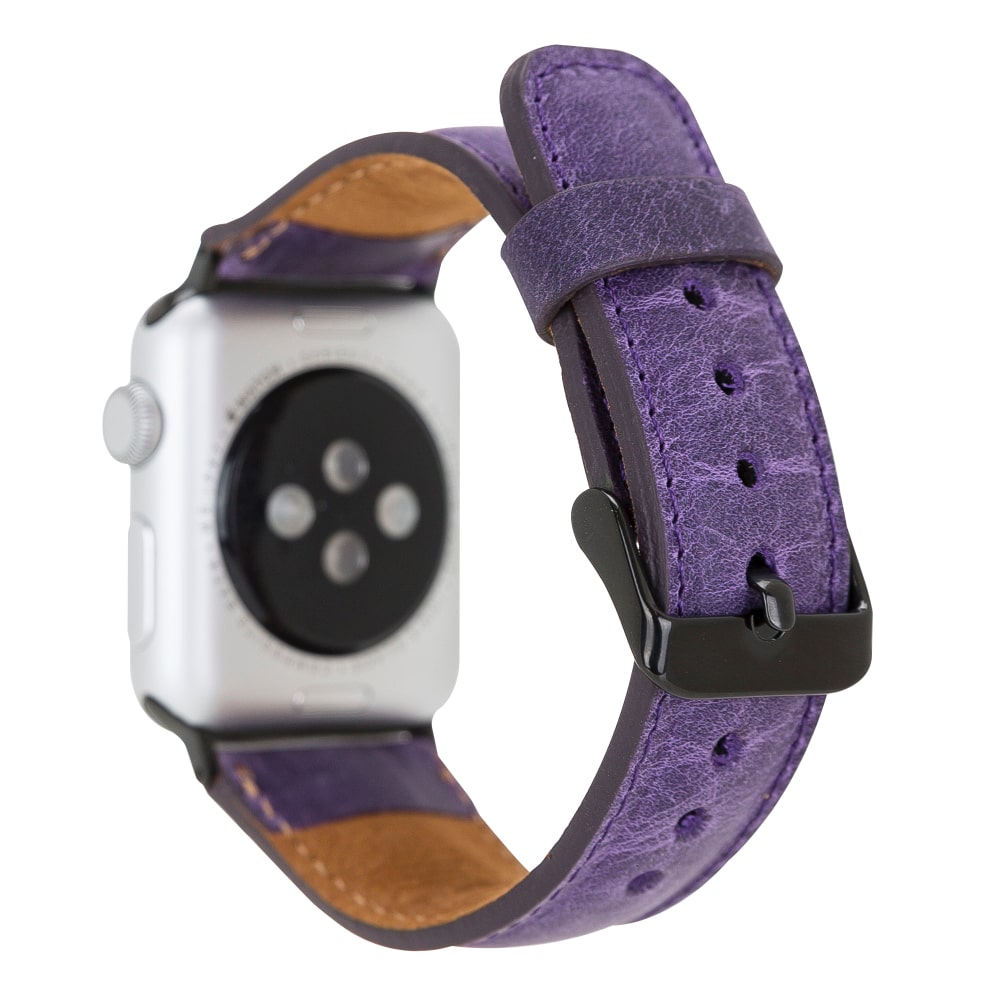 Luxury Purple Classic Leather Apple Watch Band for All Series & Sizes - MADUEM - 2