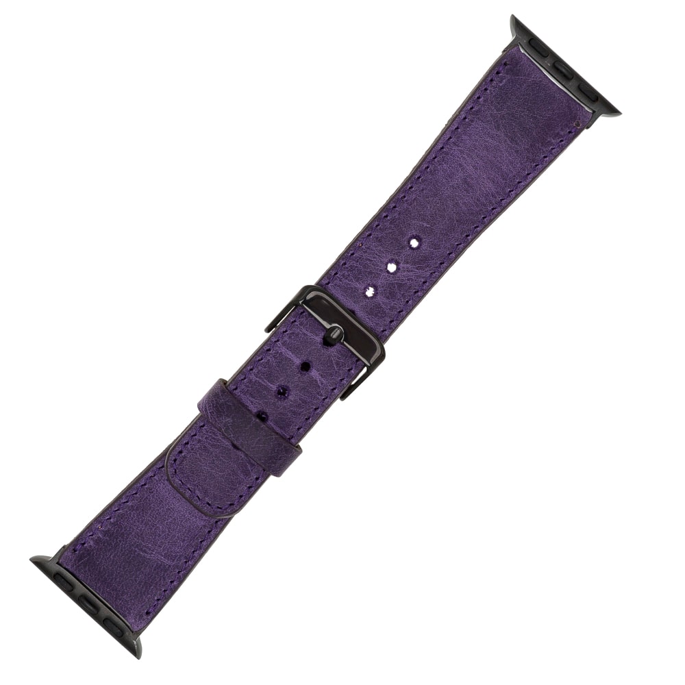 Luxury Purple Classic Leather Apple Watch Band for All Series & Sizes - MADUEM - 3