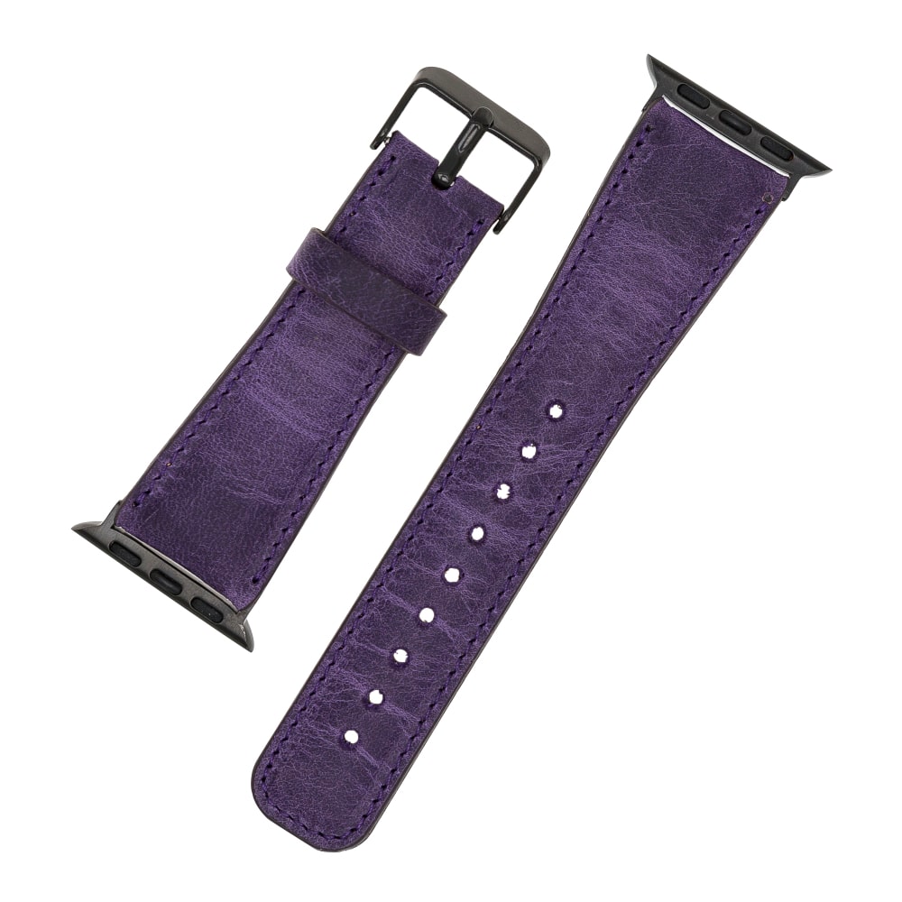 Luxury Purple Classic Leather Apple Watch Band for All Series & Sizes - MADUEM - 4