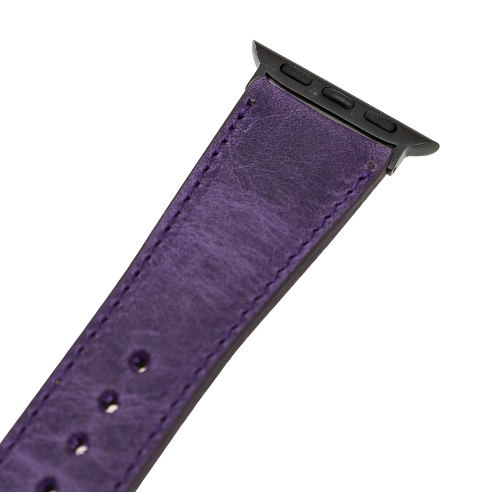 Luxury Purple Classic Leather Apple Watch Band for All Series & Sizes - MADUEM - 5