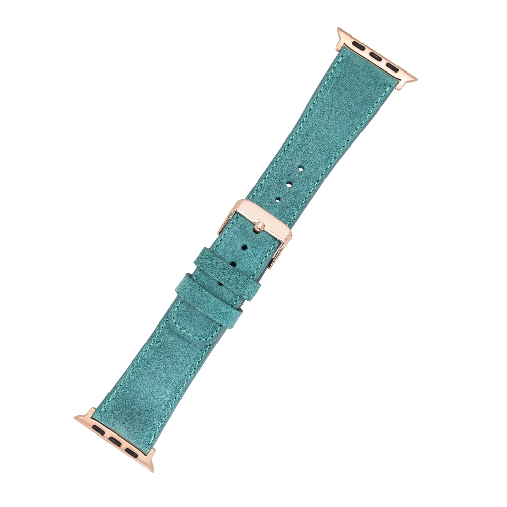 Sea Green Classic Leather Apple Watch Band-MADUEM-4