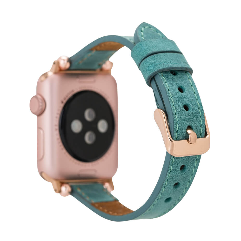 Sea Green Skinny Leather Apple Watch Band-MADUEM-Barchello.us