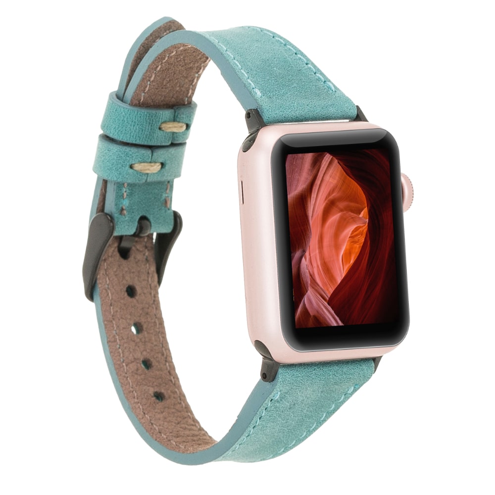 Luxury Sea Green Slim Leather Apple Watch Band for All Series & Sizes - MADUEM - 1