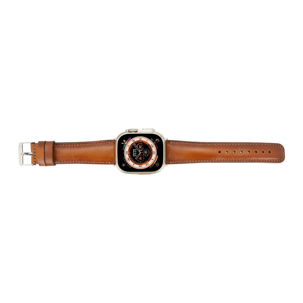 Luxury Tan Brown Classic Leather Apple Watch Band for All Series & Sizes - MADUEM - 5