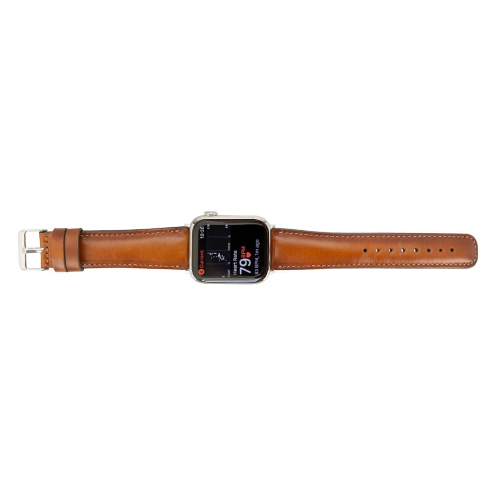 Luxury Tan Brown Classic Leather Apple Watch Band for All Series & Sizes - MADUEM - 6