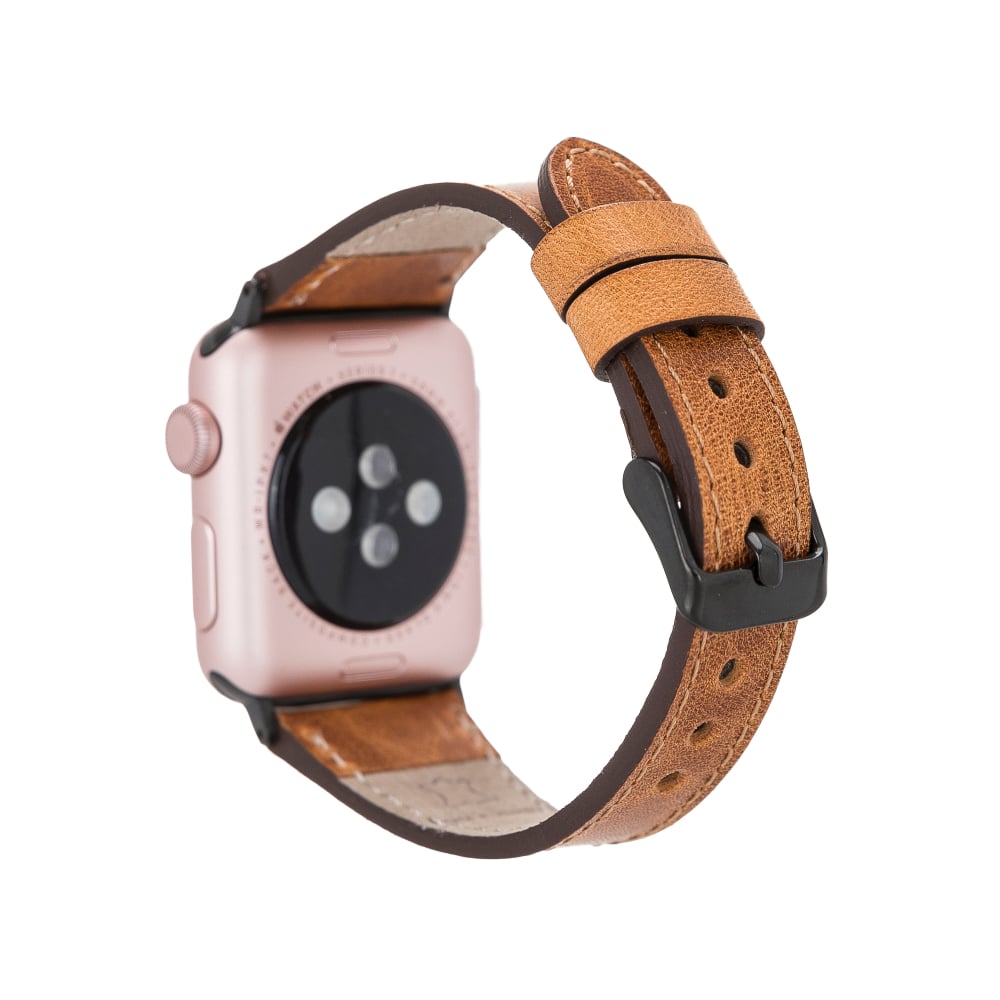 Luxury Tan Slim Leather Apple Watch Band for All Series & Sizes - MADUEM - 2