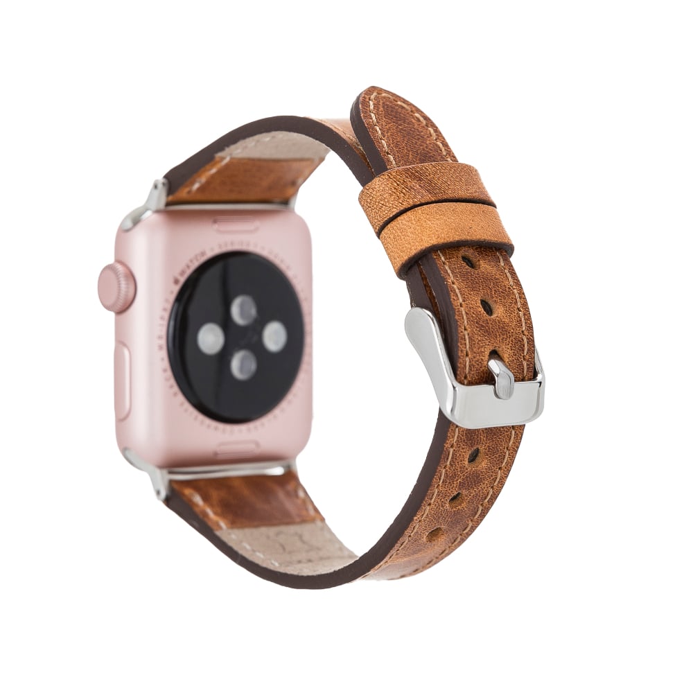 Luxury Tan Slim Leather Apple Watch Band for All Series & Sizes - MADUEM - 6