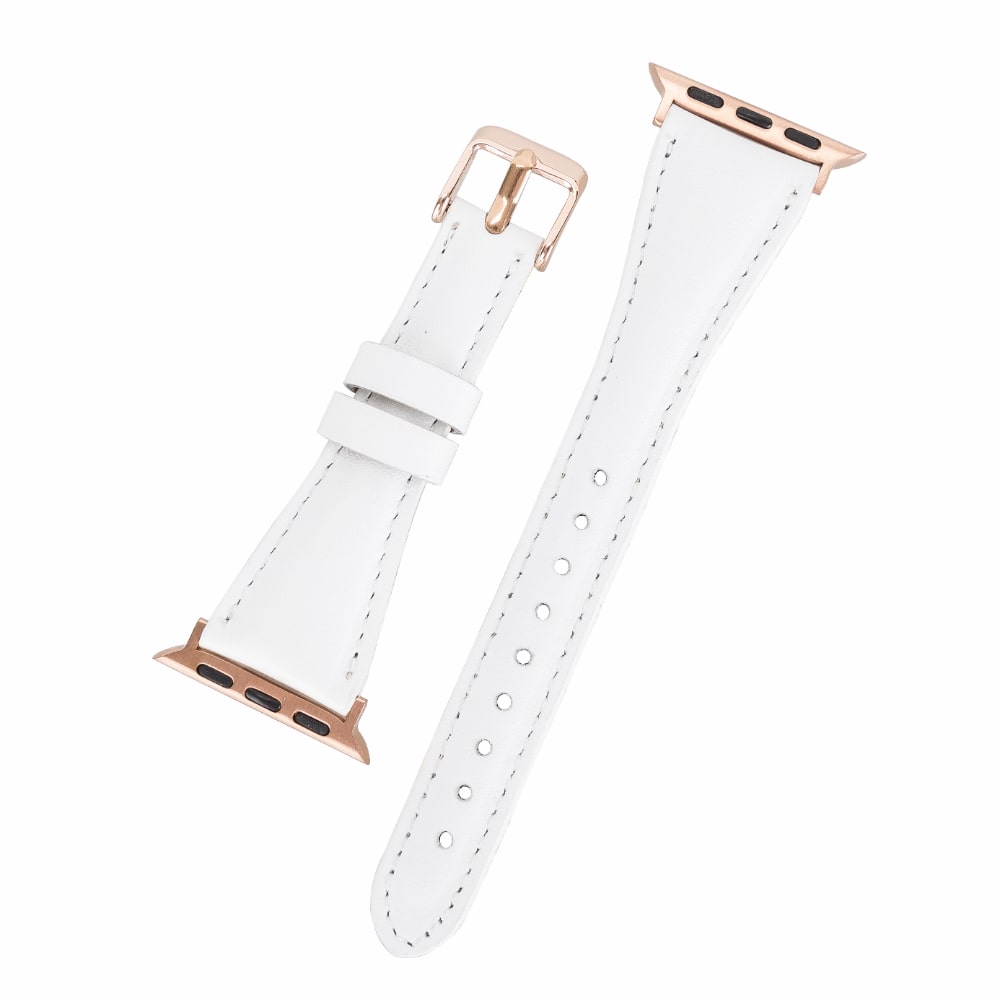 Luxury White Leather Apple Watch Band for All Series & Sizes - MADUEM - 1