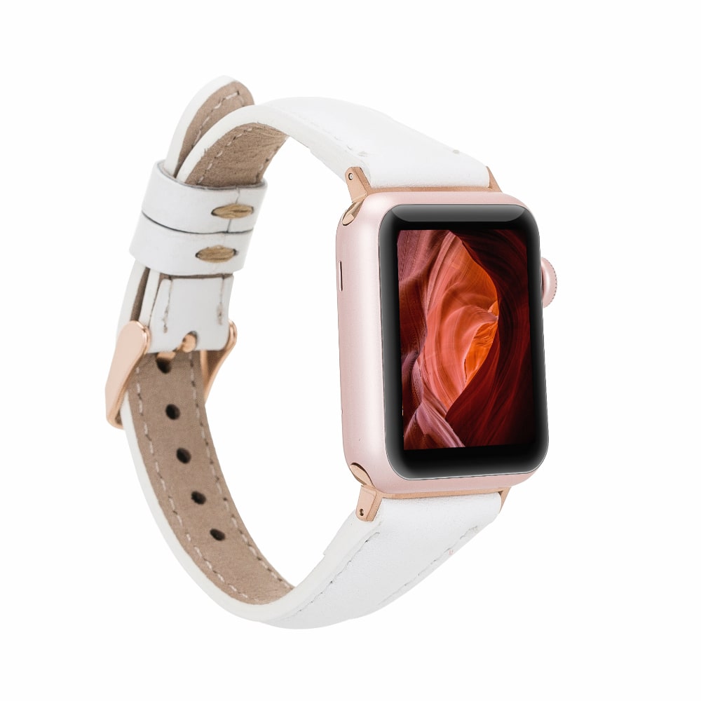 Luxury White Leather Apple Watch Band for All Series & Sizes - MADUEM - 1