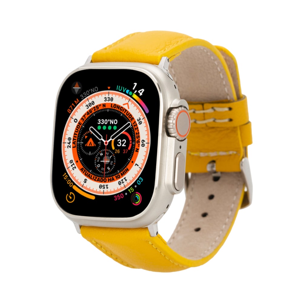 Luxury Yellow Classic Leather Apple Watch Band for All Series & Sizes - MADUEM - 1