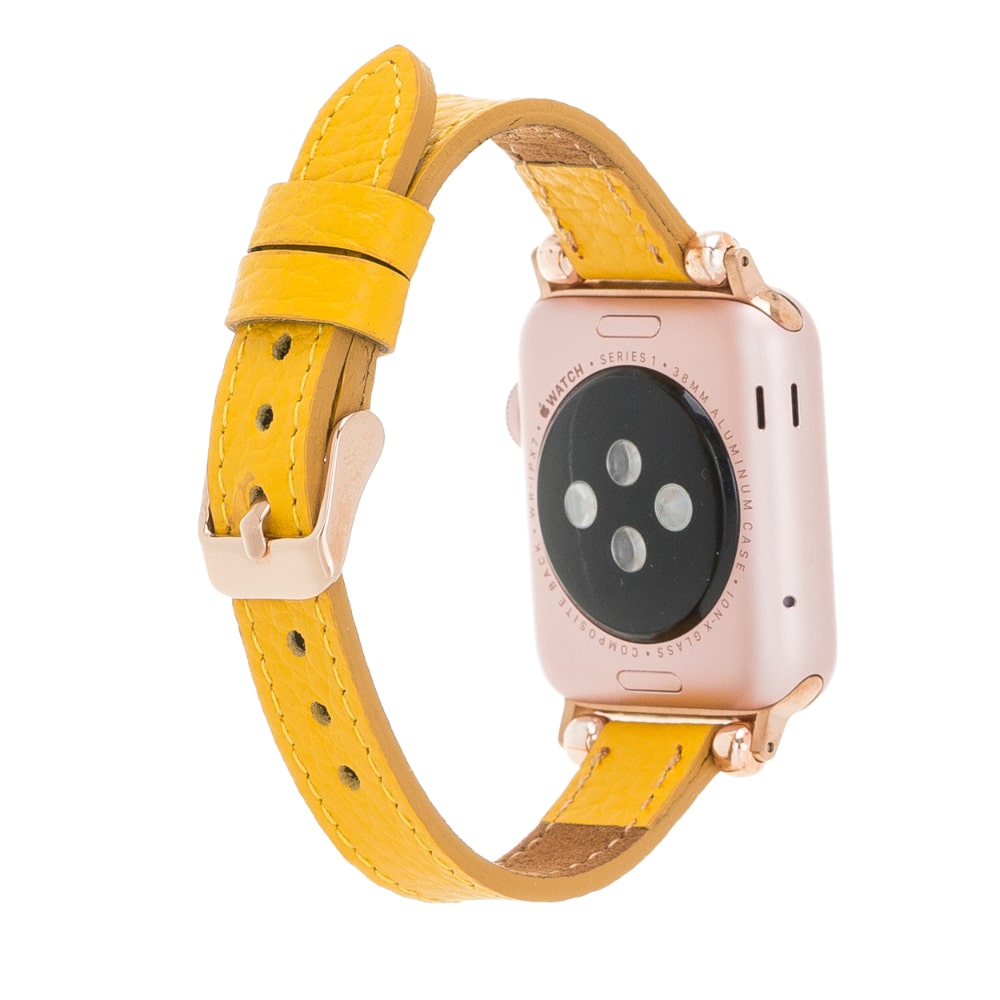 Luxury Yellow Skinny Leather Apple Watch Band for All Series & Sizes - MADUEM - 2