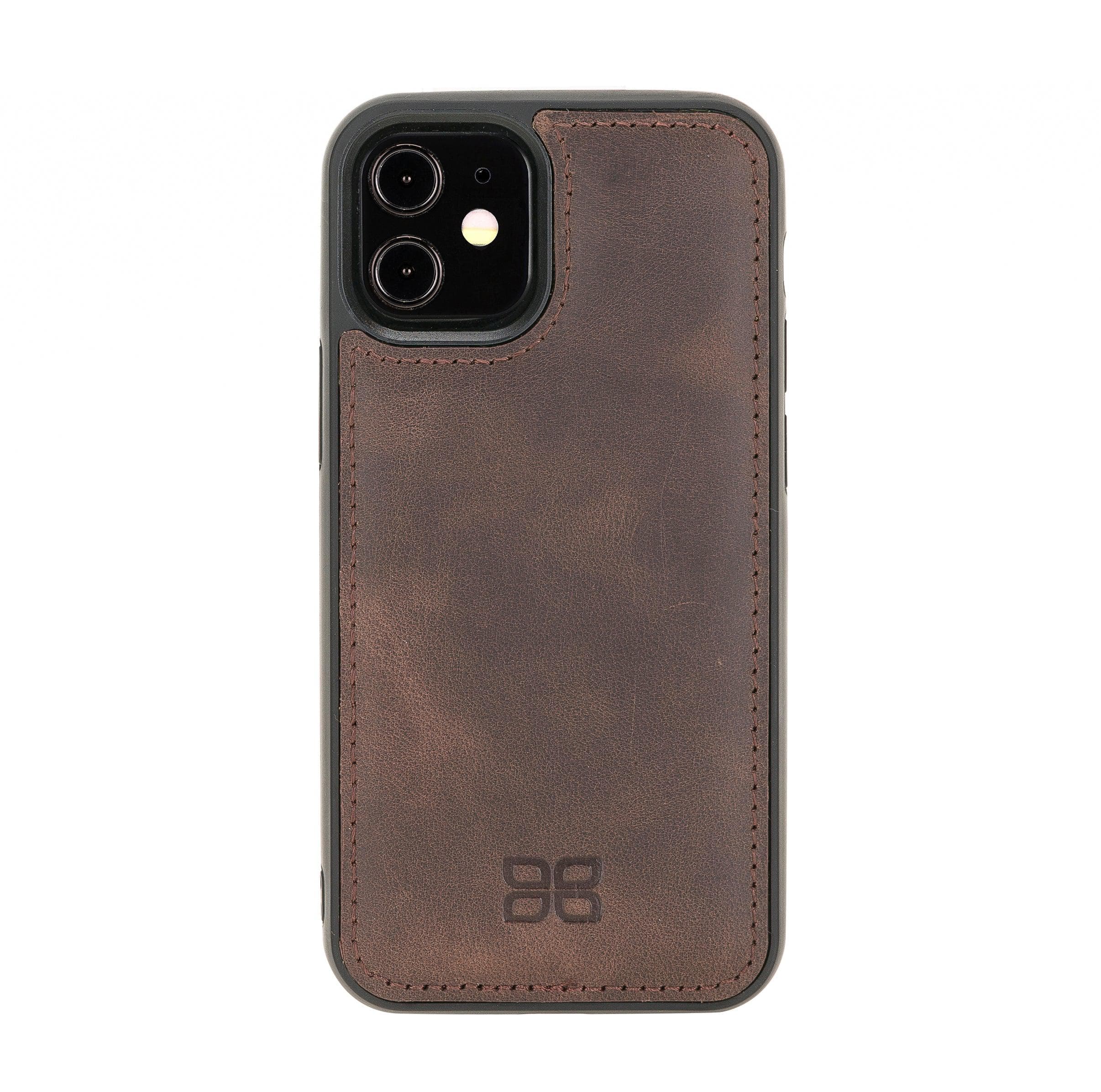 Flexible Leather Back Cover for Apple iPhone 12 Series iPhone 12 Mini / Dark Brown Bouletta LTD