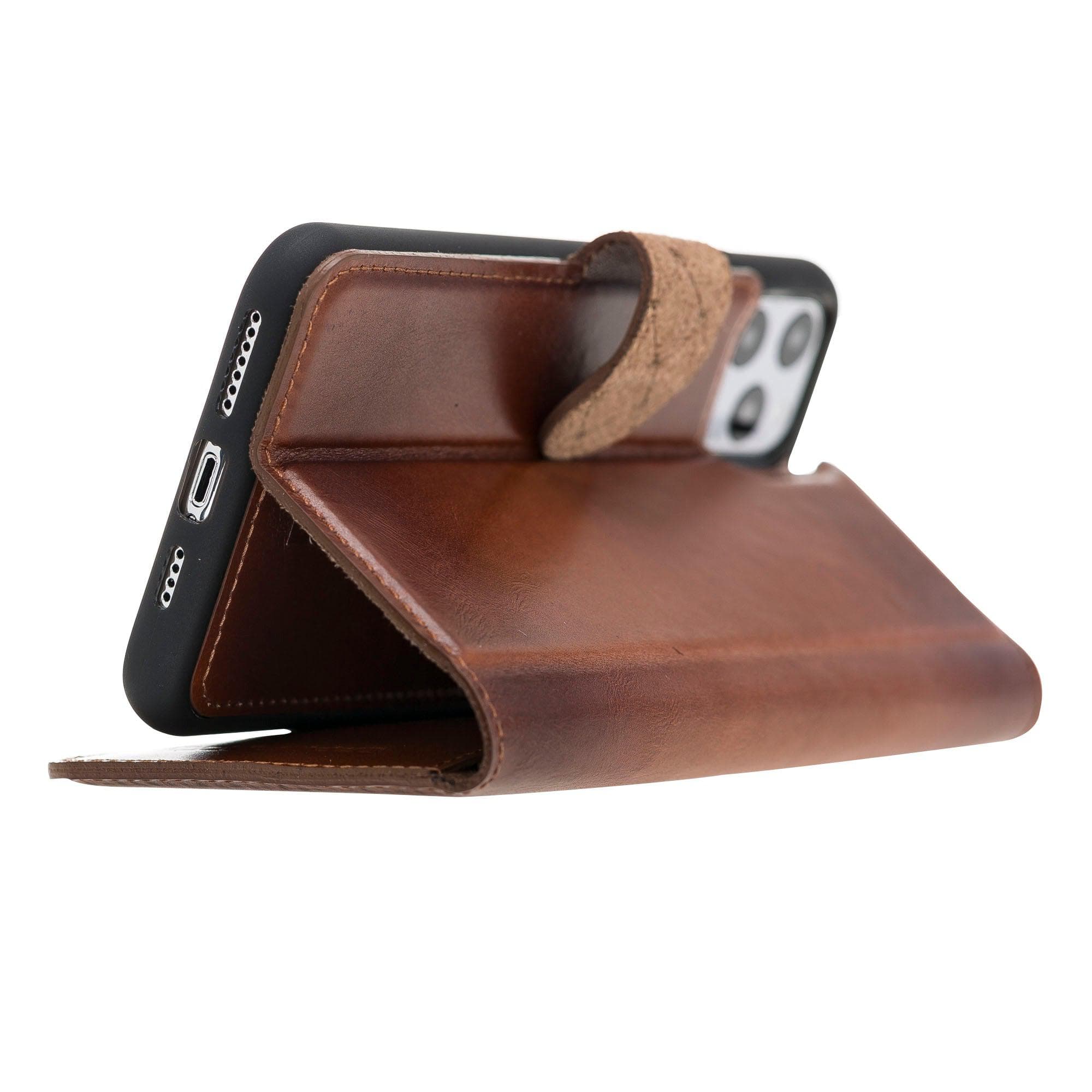 Magic iPhone 11 Series Detachable Genuine Leather Wallet Case - MW