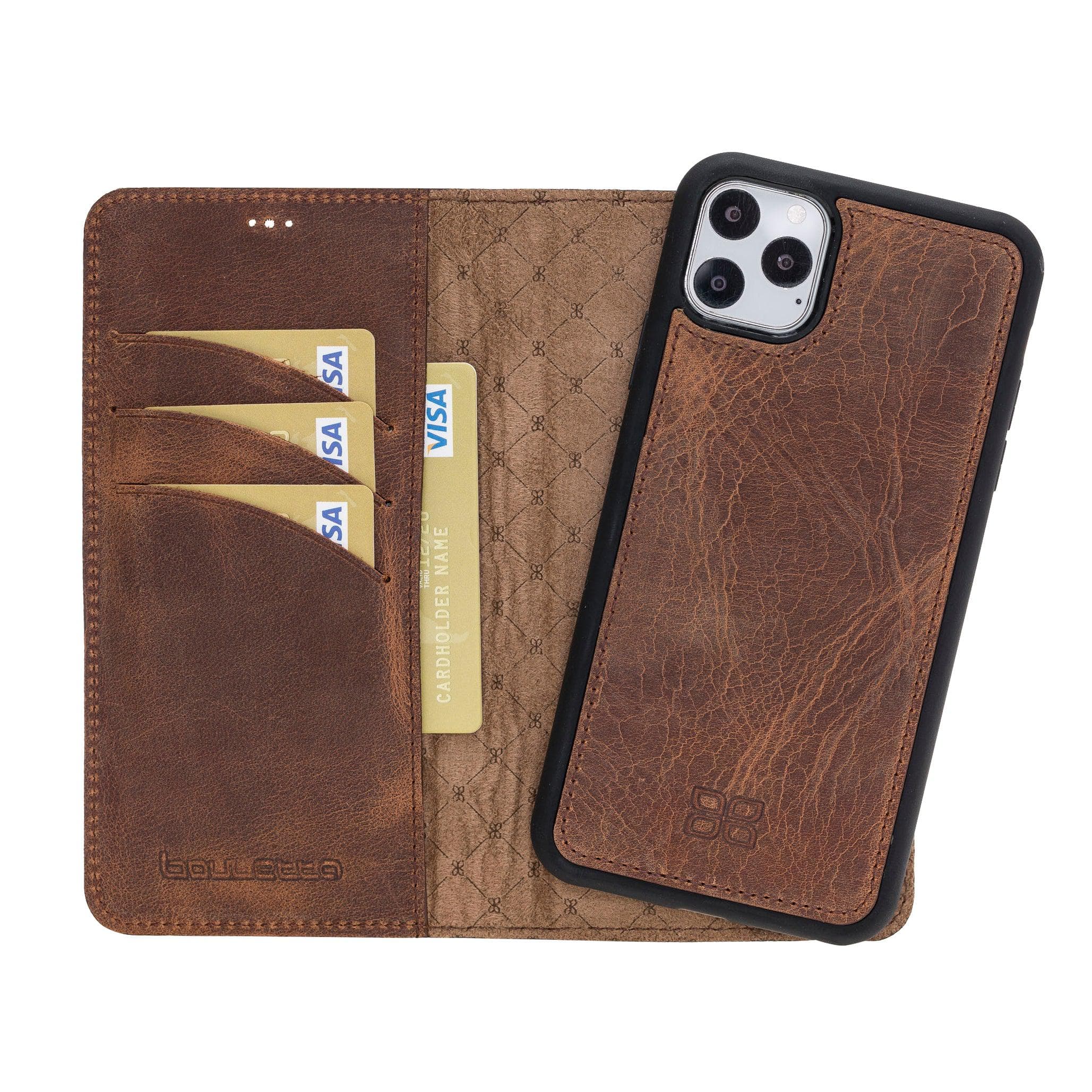 Magic iPhone 11 Series Detachable Genuine Leather Wallet Case - MW